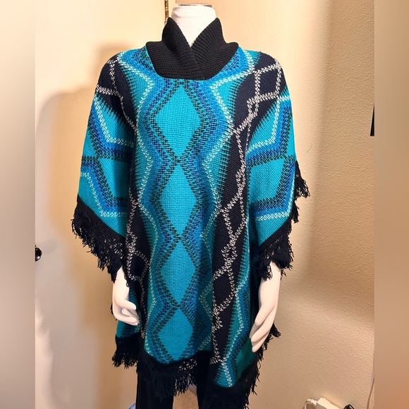 Sweaters - 🔥🔥 Oversized Poncho     (One Size) Turquoise,Black,White